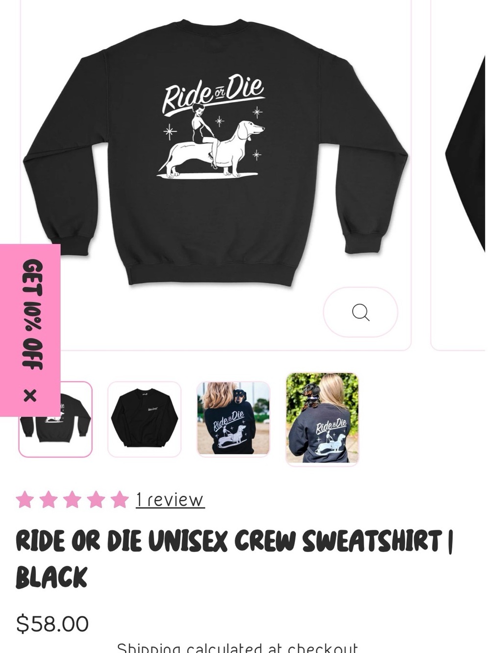 Ride or Die Black Dog Graphic Sweatshirt for Pets - Picture 6 of 6